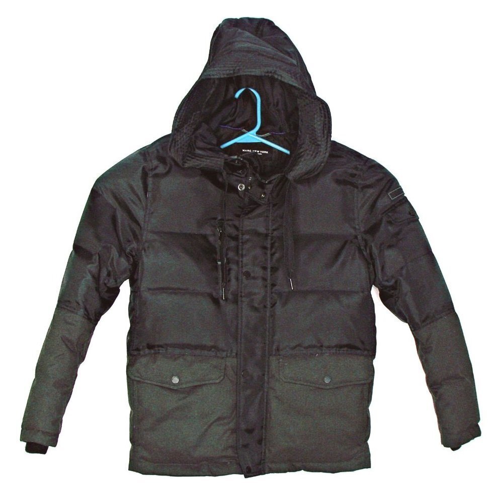 Marc New York by Andrew Marc Women's Winter Hooded Puffer Basic Coat Black Sz S
